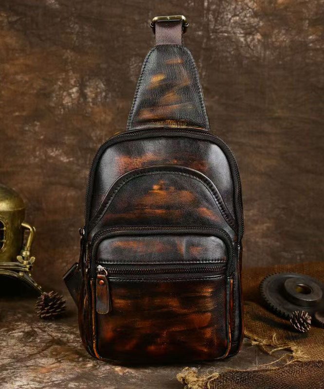 Sac à bandoulière polyvalent en cuir de veau café décontracté - Urbann-Vibe