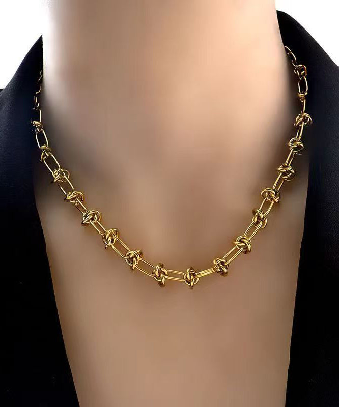 Collier Lariat décontracté en chaîne en alliage d'acier inoxydable doré - Urbann-Vibe