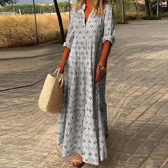 Women's boho beach dress relaxed flowing silhouette chic seaside style soft draping