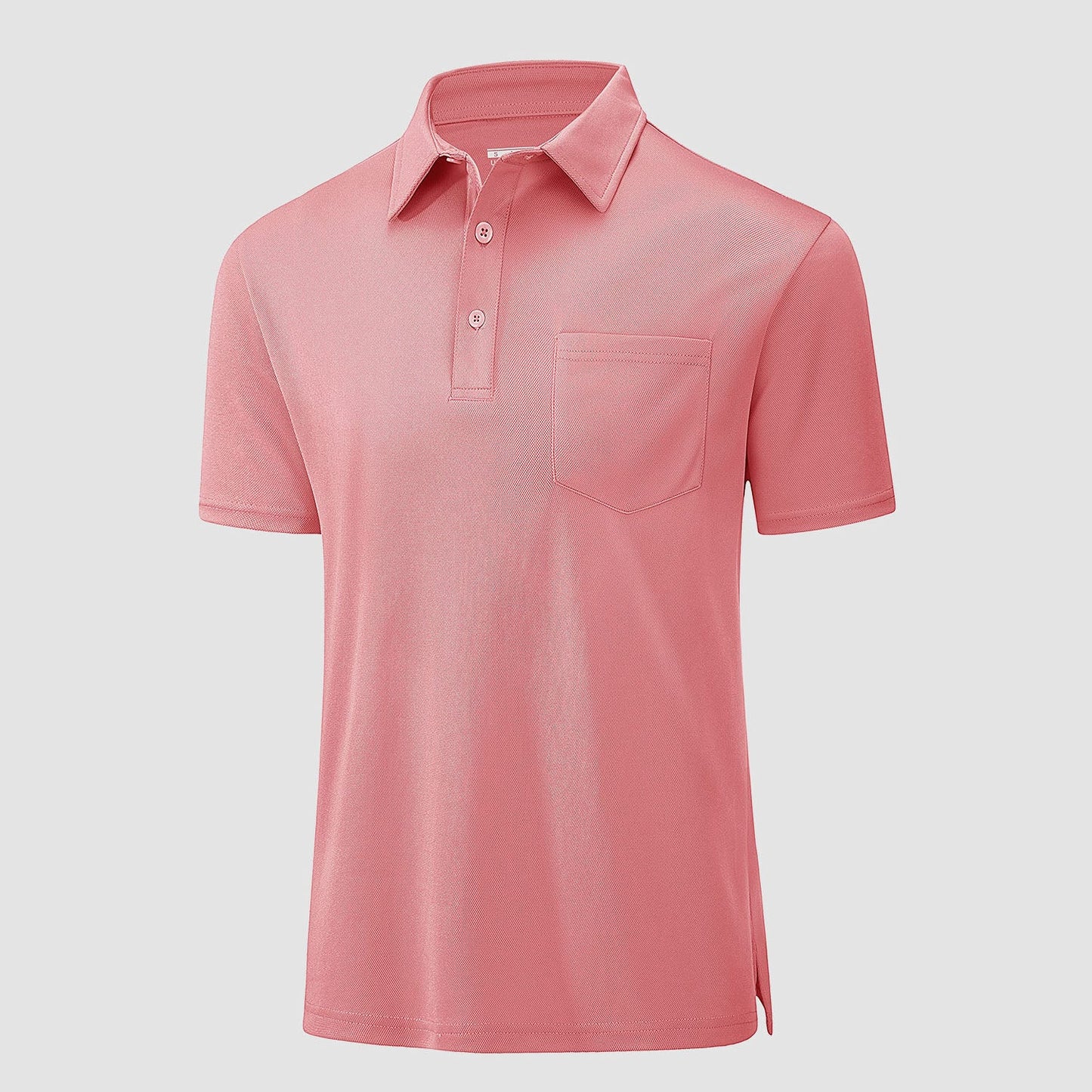 Men's quick-dry golf polo shirt lightweight breathable polyester with chest pocket short sleeve