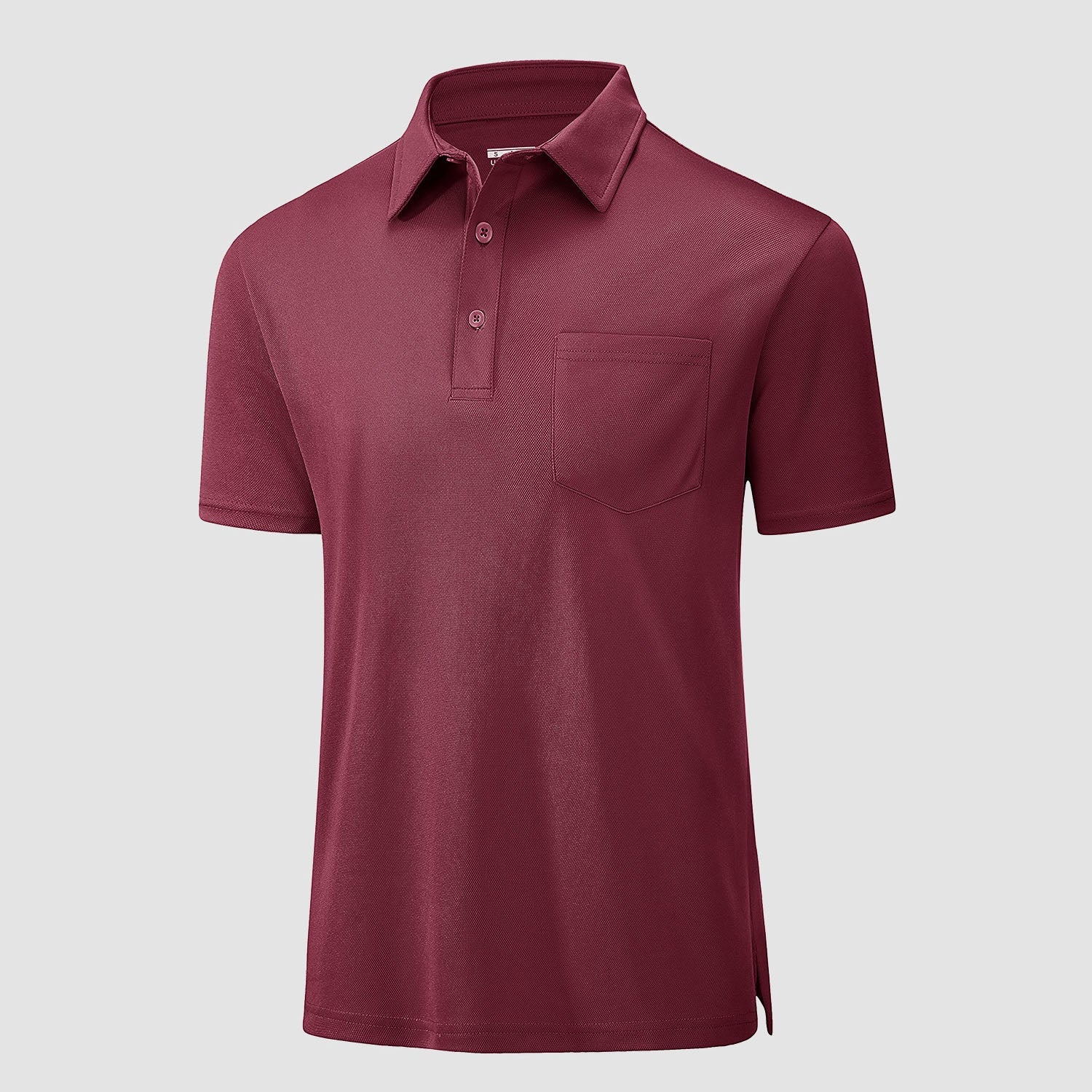 Men's quick-dry golf polo shirt lightweight breathable polyester with chest pocket