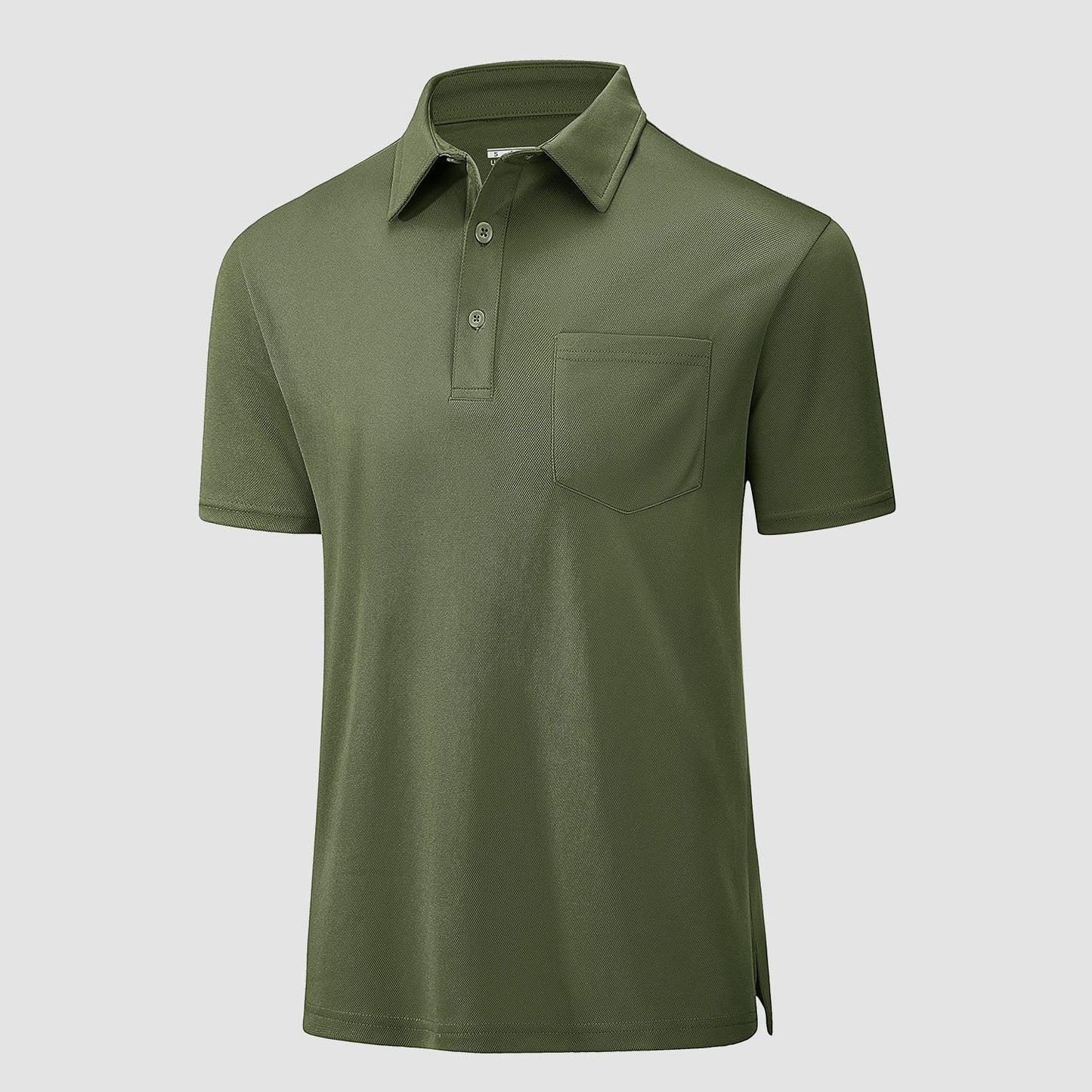 Men's quick-dry golf polo shirt lightweight breathable polyester with chest pocket for active wear