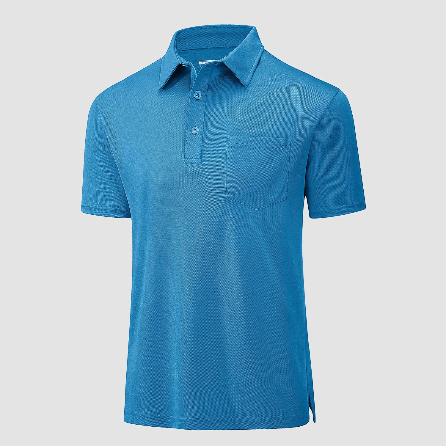 Men's quick-dry golf polo shirt lightweight breathable polyester with chest pocket classic fit