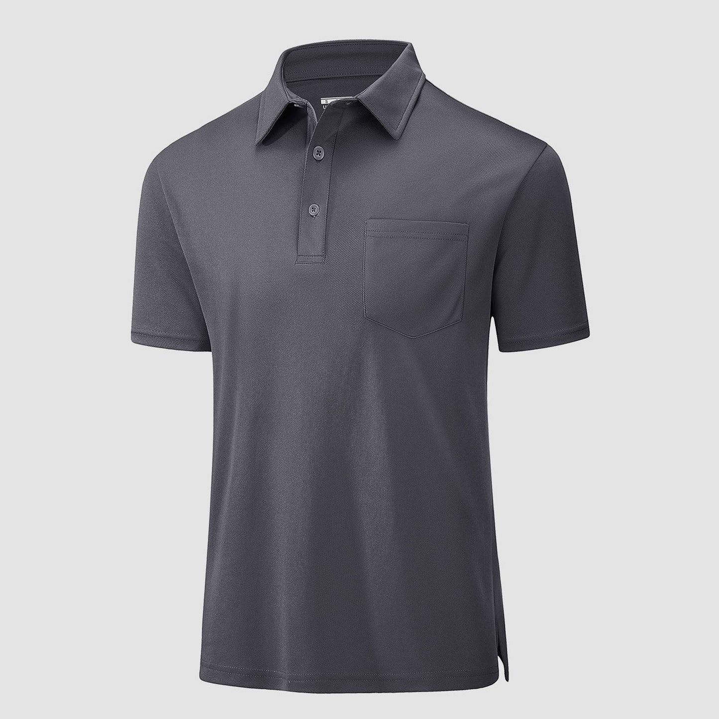 Men's quick-dry golf polo shirt lightweight breathable polyester with chest pocket for active wear