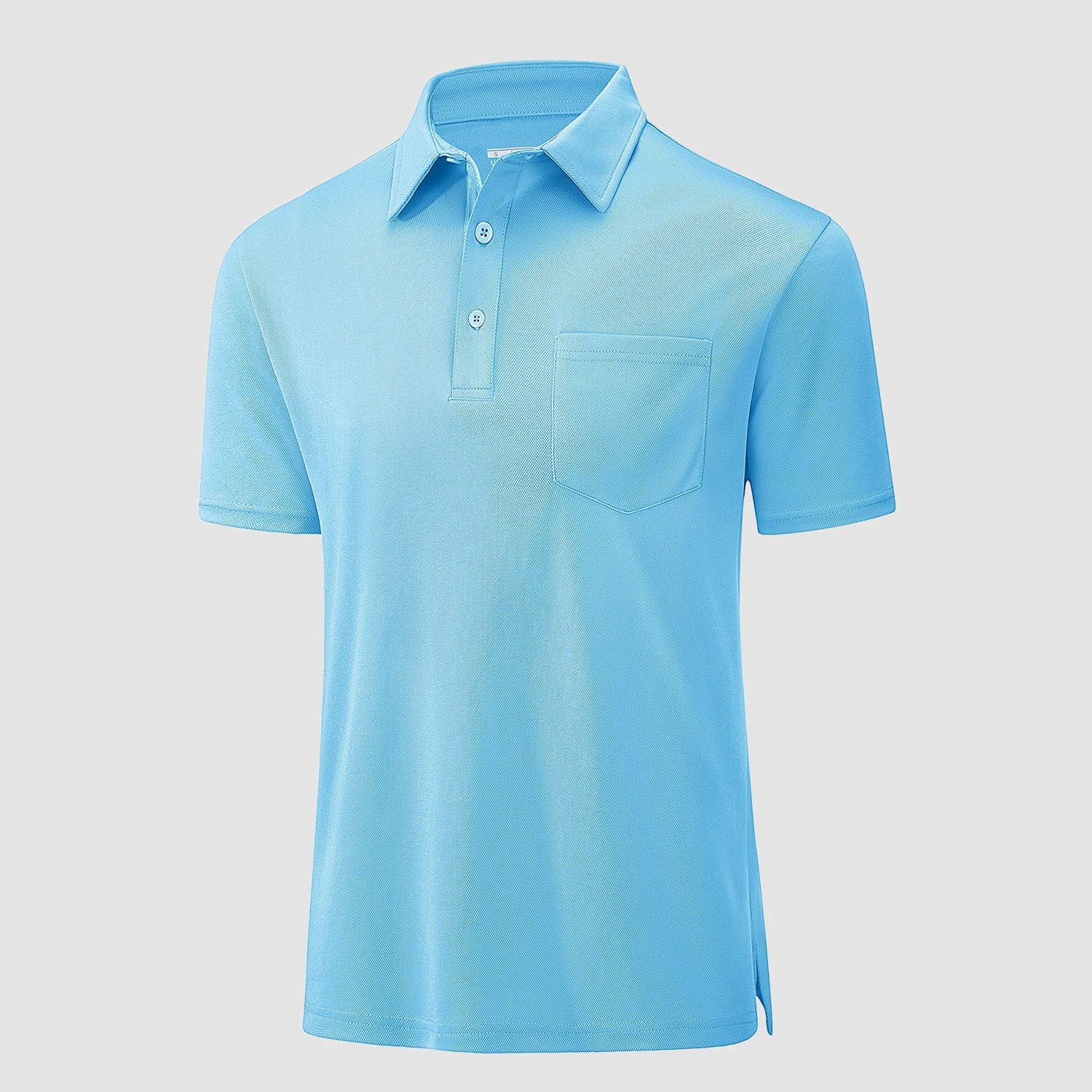 Men's lightweight quick-dry golf polo shirt breathable polyester with chest pocket