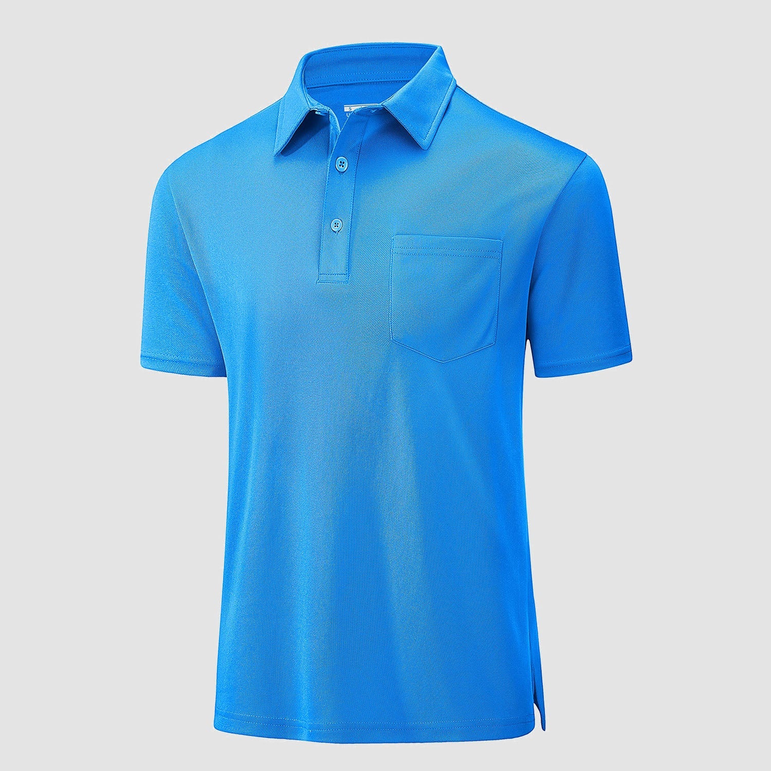 Men's quick-dry golf polo shirt lightweight breathable polyester with chest pocket classic fit