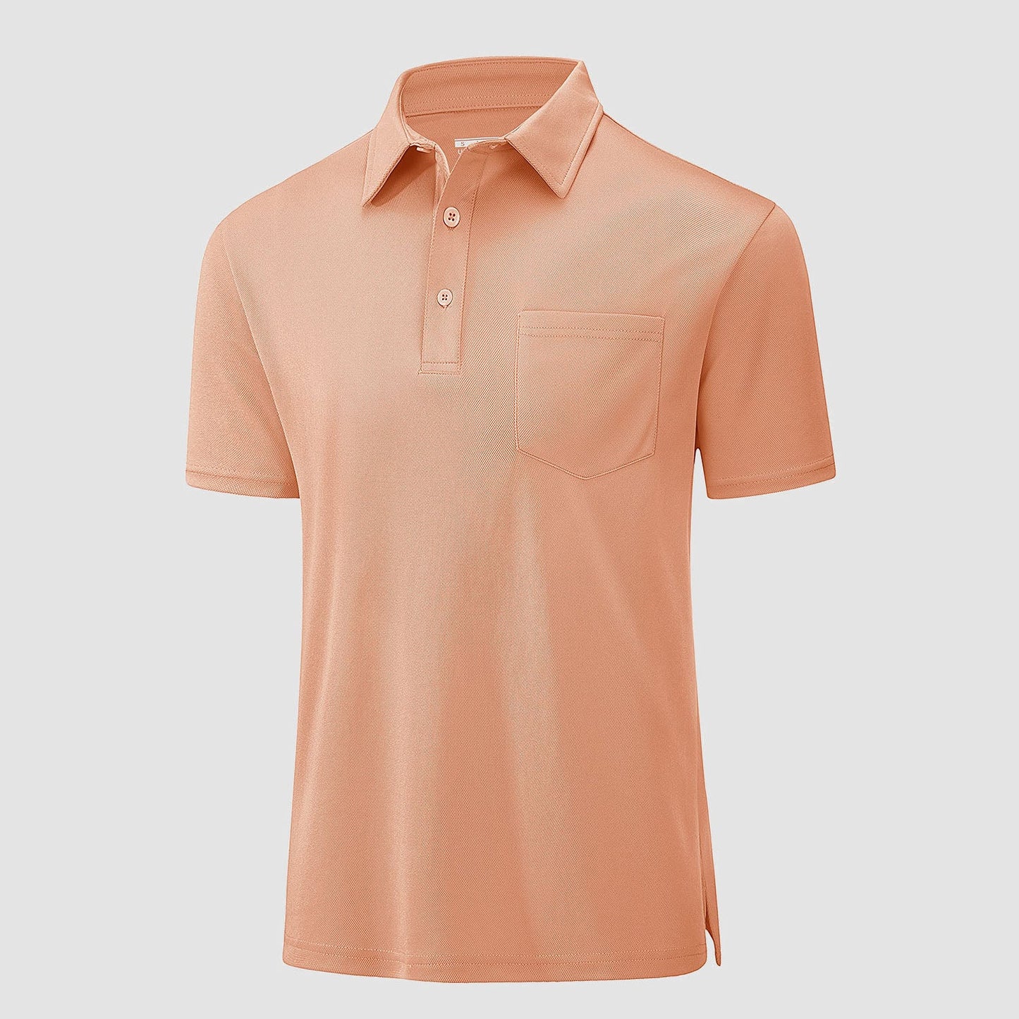 Men's lightweight quick-dry golf polo shirt, breathable 100% polyester with chest pocket