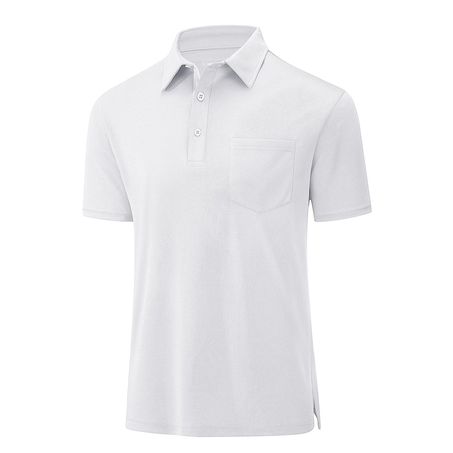 Men's quick-dry golf polo shirt lightweight breathable polyester with chest pocket active fit