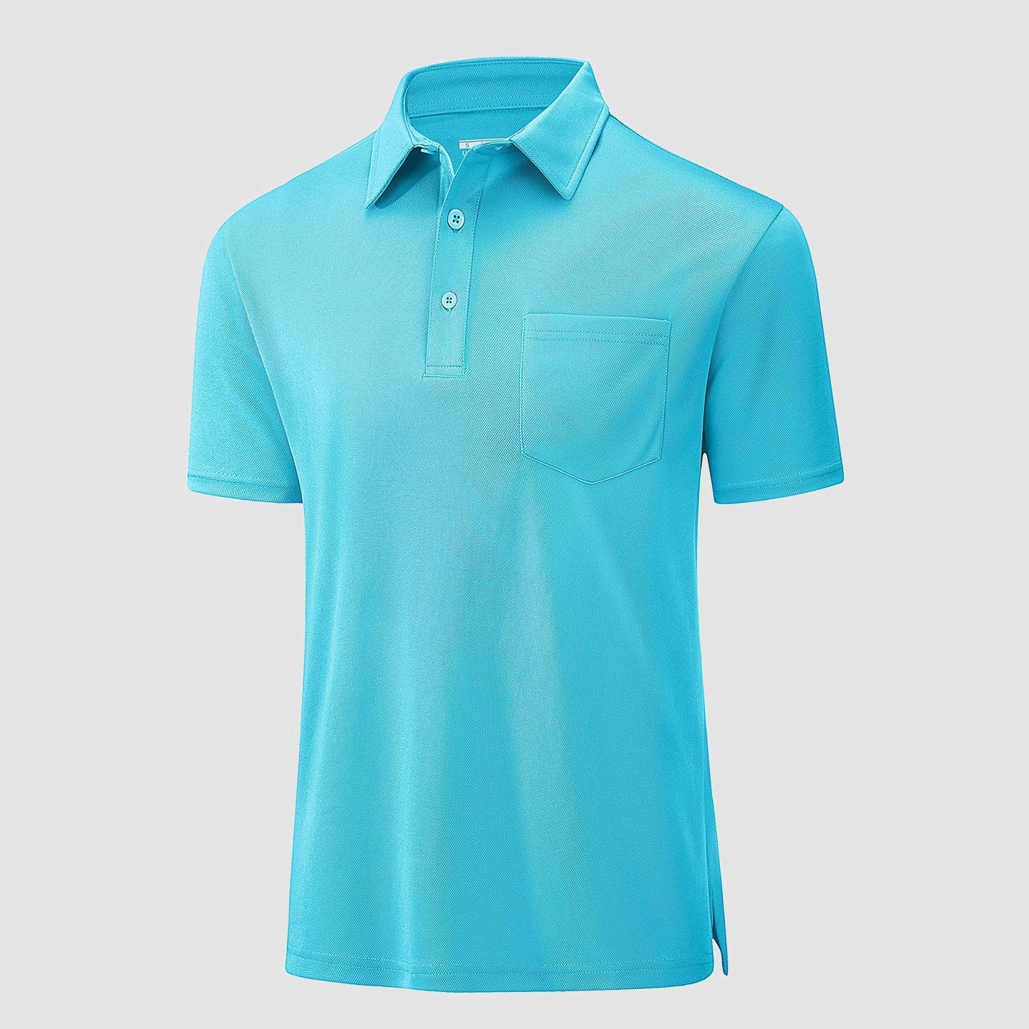 Men's quick-dry golf polo shirt lightweight breathable polyester with chest pocket short sleeve