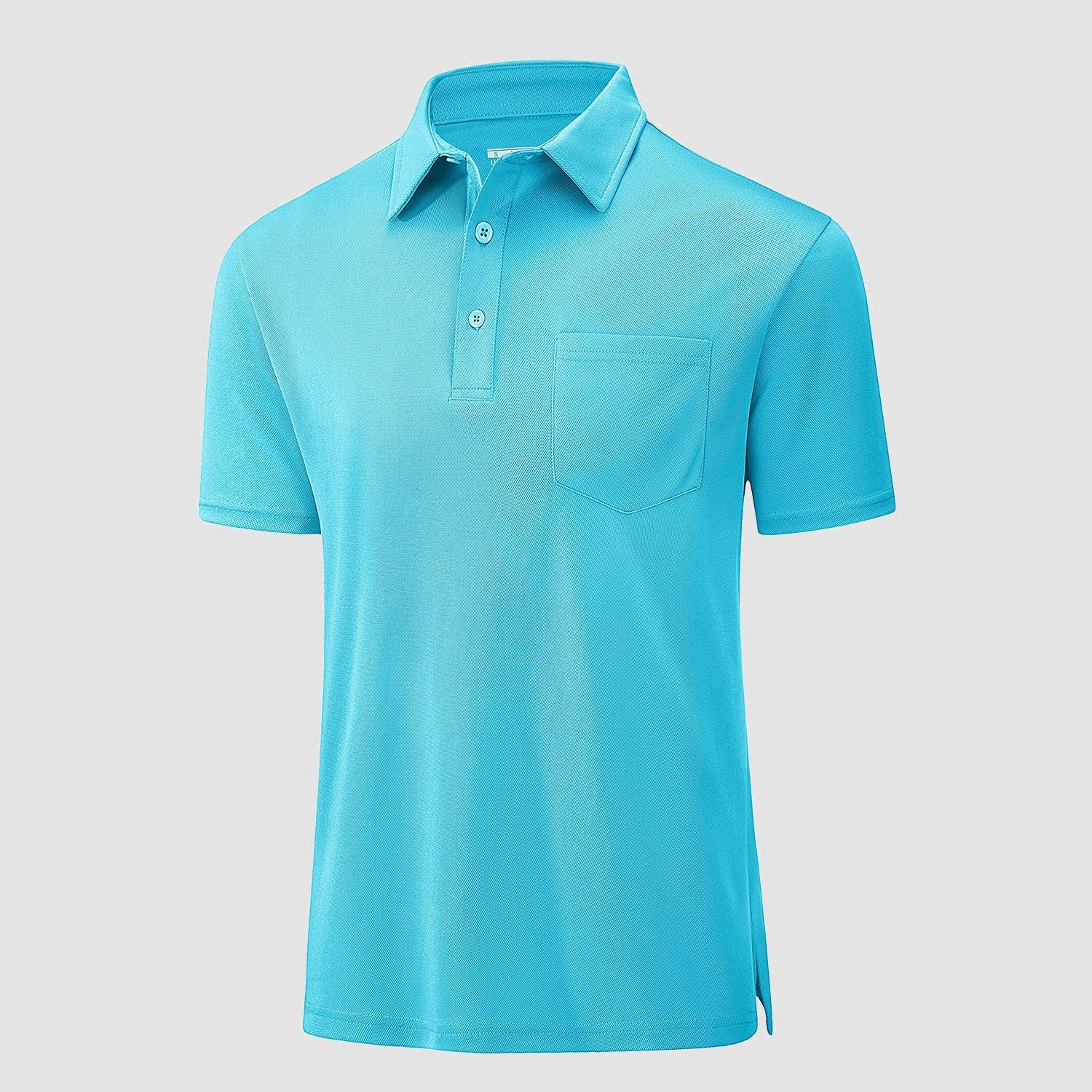 Men's quick-dry golf polo shirt lightweight breathable polyester with chest pocket short sleeve