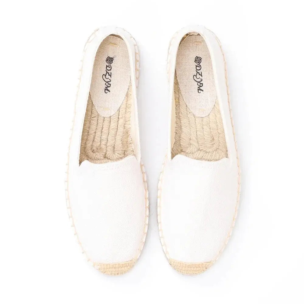 Women's casual slip-on espadrille flats in neutral tone, lightweight breathable hemp fabric everyday style