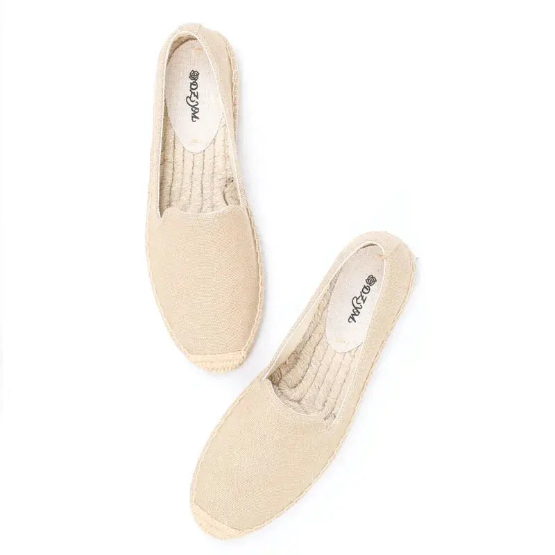 Women's casual slip-on espadrilles in neutral tone, lightweight breathable hemp flats for everyday comfort