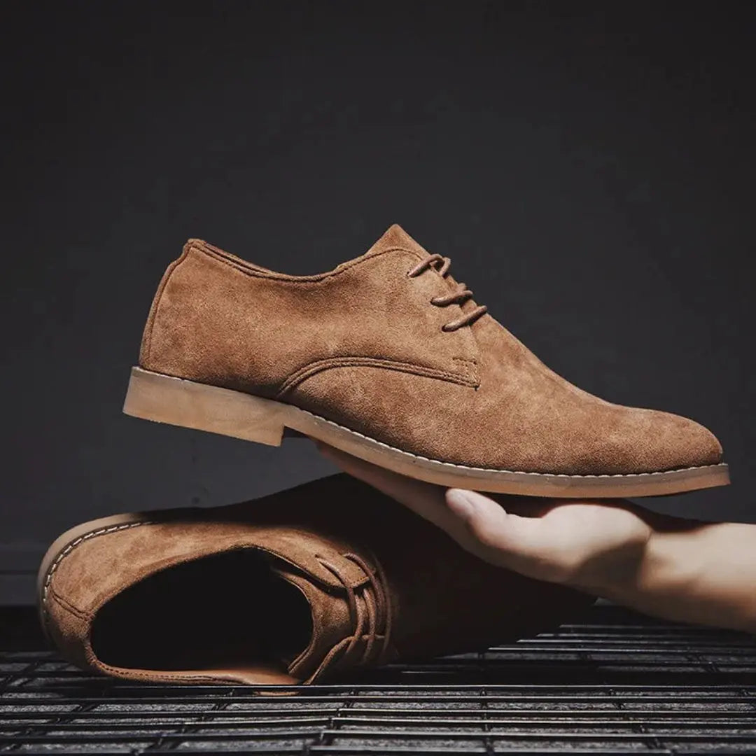 Men's brown premium cow suede Oxford shoes classic silhouette with all-day comfort formal wear