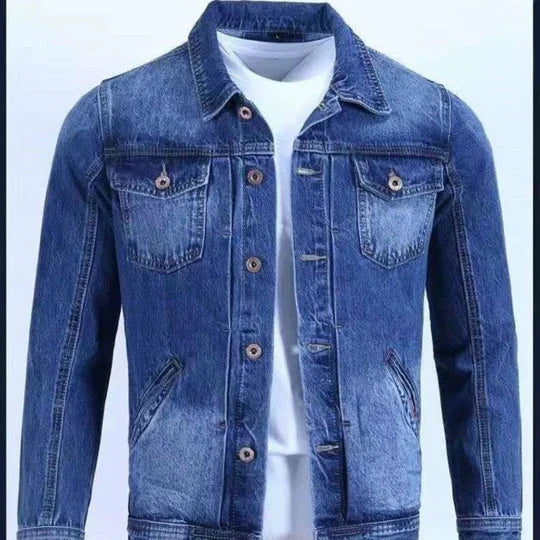 Reinhard men's classic blue denim jacket with timeless silhouette and durable everyday fabric