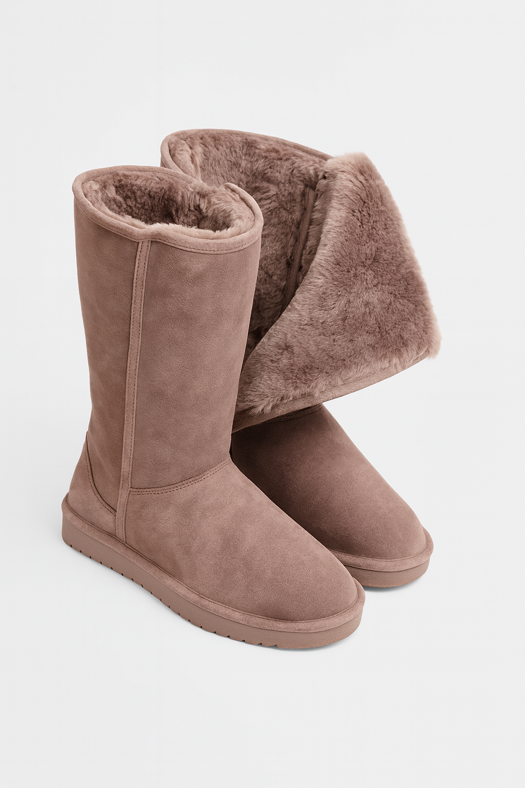 Women's mid-calf suede finish winter boots with faux fur lining, waterproof and cold-weather ready