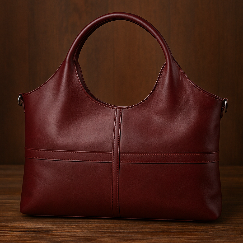 Structured vegan leather handbag with round handles, polished everyday silhouette for women on the go