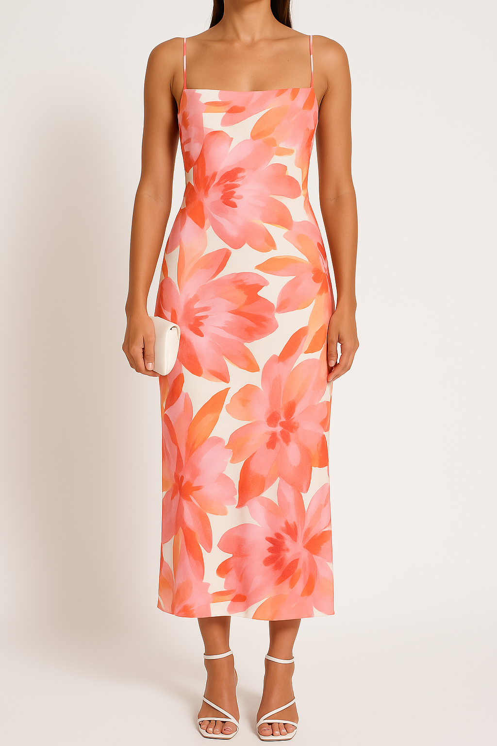 Women's floral bodycon maxi dress sleeveless spaghetti straps figure-flattering summer elegant fit