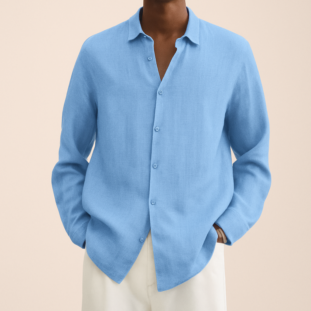 Men's Albert natural linen shirt relaxed fit breathable everyday casual button-up versatile style