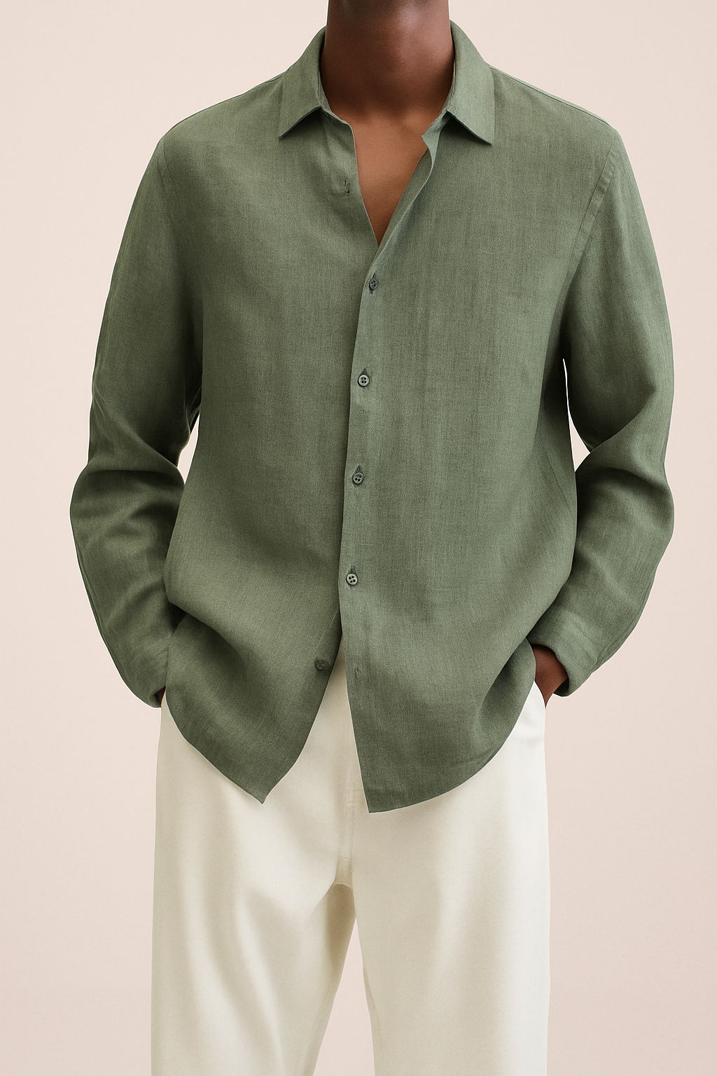 Men's Albert natural linen shirt relaxed everyday fit breathable lightweight casual button-up