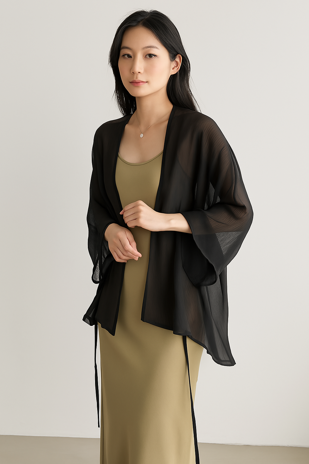 Women's lightweight open-front cardigan loose fit breathable sheer knit layer for spring