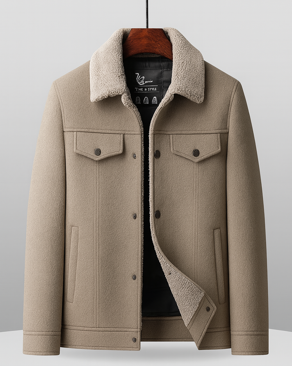 Rhode wool sherpa jacket lightweight insulated outdoor layer with textured sherpa panels