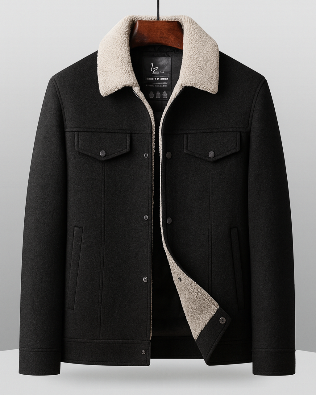 Rhode wool sherpa-lined jacket, lightweight warm outer layer with textured panels for outdoor wear