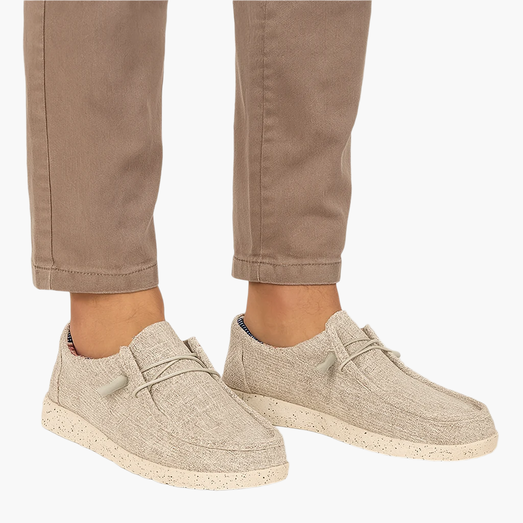 Men's canvas slip-on loafers in modern silhouette, lightweight breathable everyday casual shoes