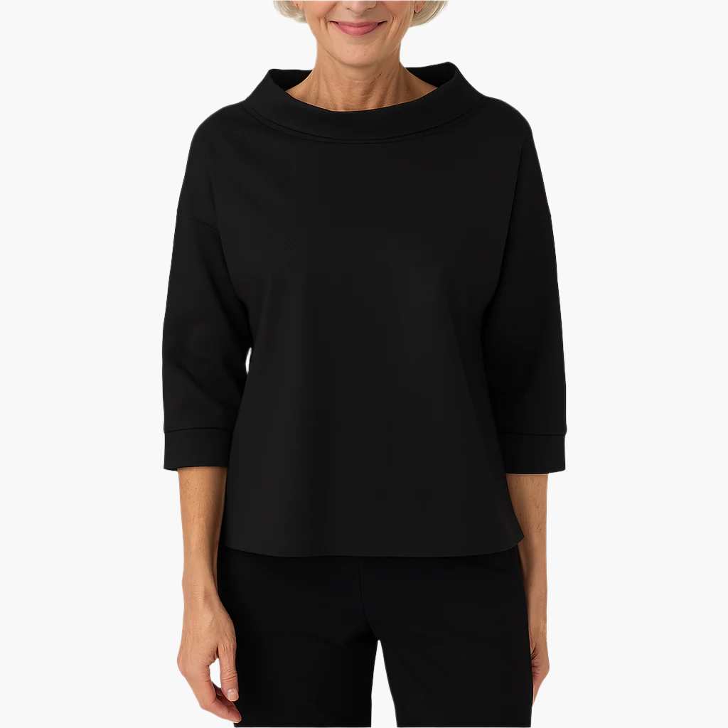 Women's elegant stand-up collar top, versatile chic 3/4 sleeve style for day-to-night wear