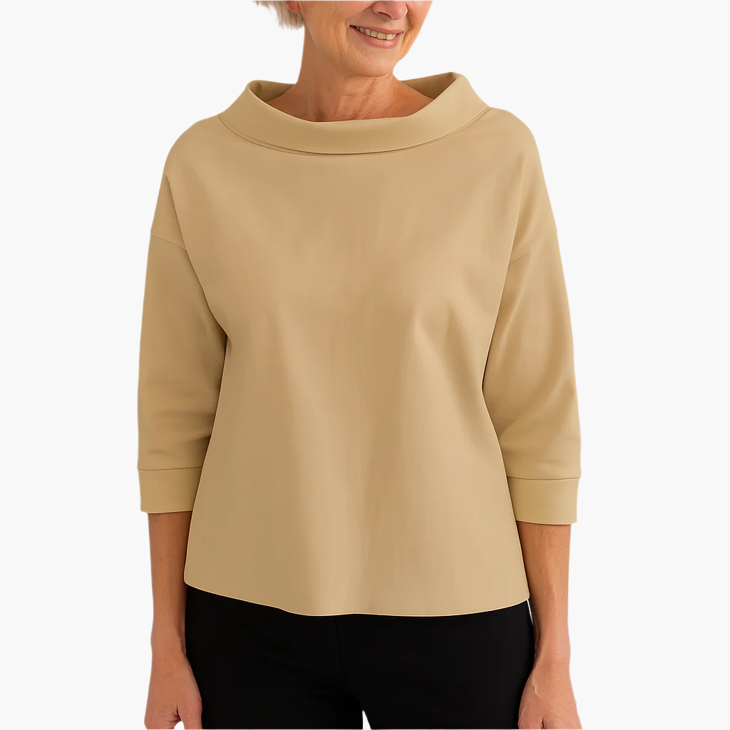 Women's elegant stand-up collar top, chic versatile cut with slightly flared collar for day-to-night