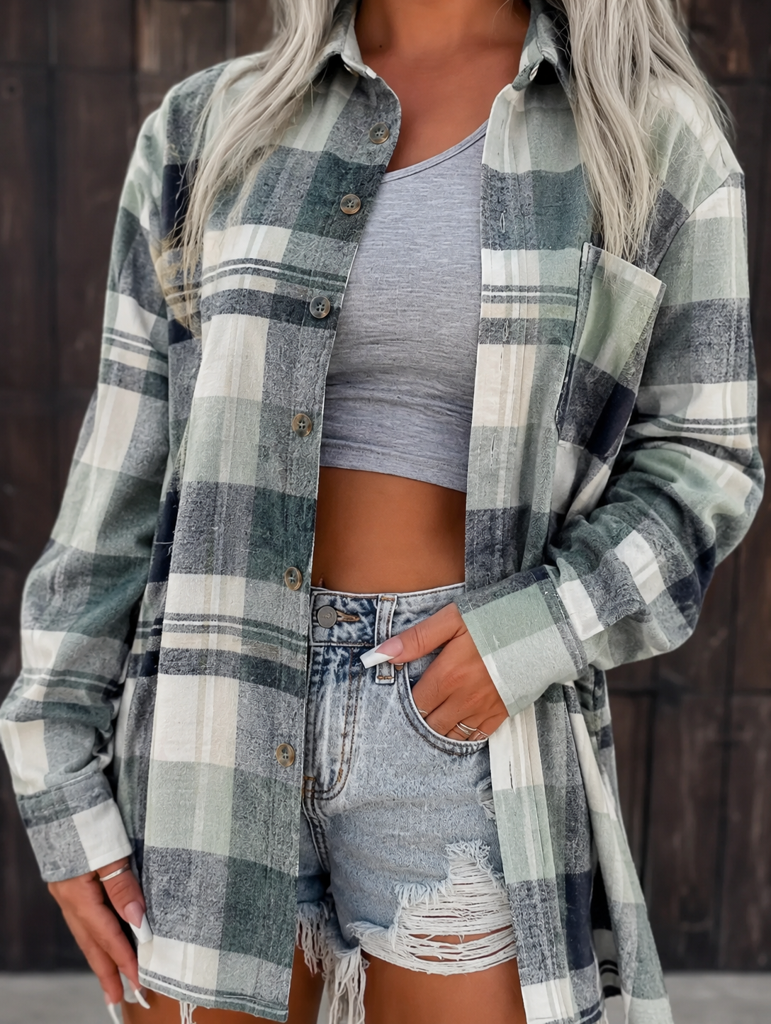 Harper | Women's Oversized Plaid Flannel Button-Down Shirt