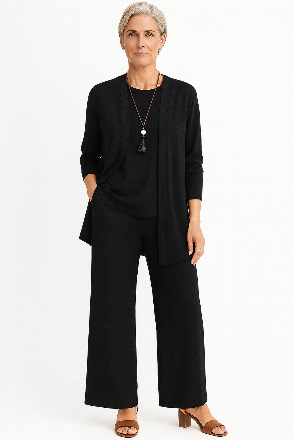 Blair | Women's 3-Piece Cardigan Tank Top & Wide Leg Pants Set