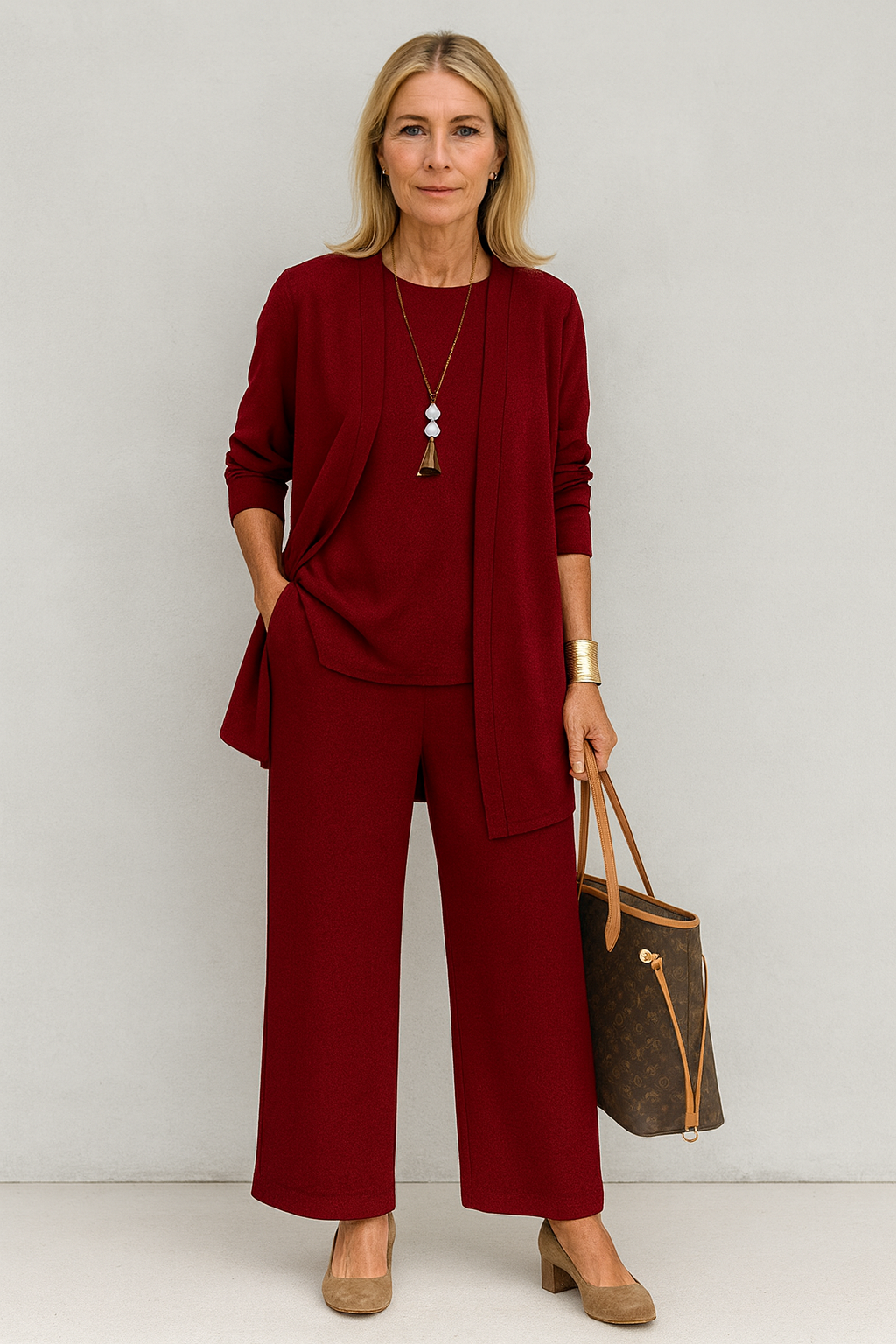 Blair | Women's 3-Piece Cardigan Tank Top & Wide Leg Pants Set