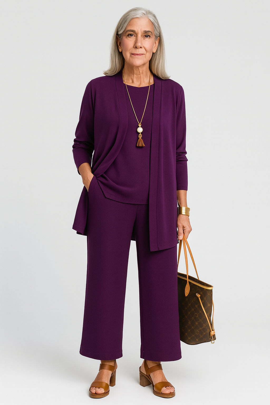 Blair | Women's 3-Piece Cardigan Tank Top & Wide Leg Pants Set