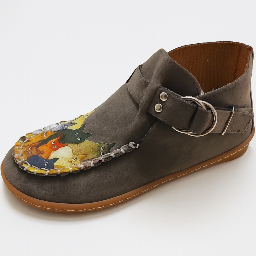 Women's slip-on shoes artistic cat design multicolor casual comfort style for cat lovers