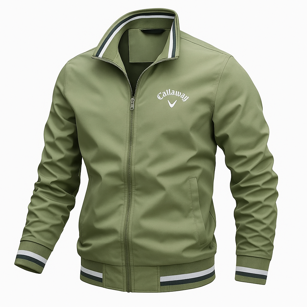 Jasper lightweight breathable polyester zip-up sports jacket with striped stand collar for outdoor