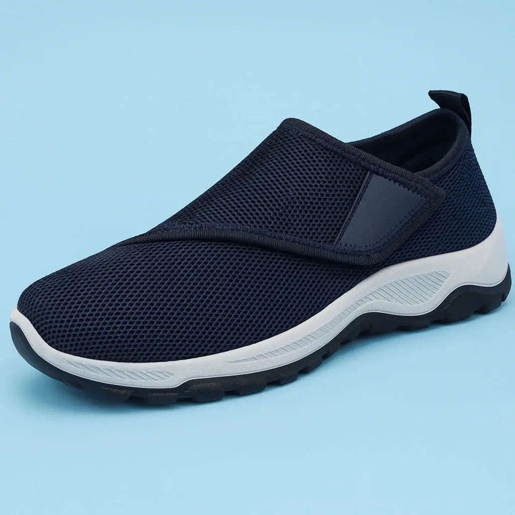 Men's black extra-wide diabetic shoes with adjustable fit for swollen feet and all-day comfort