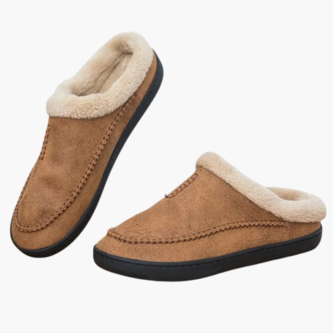 Men's slip-on indoor slippers with non-slip sole and full foot coverage for all-day comfort