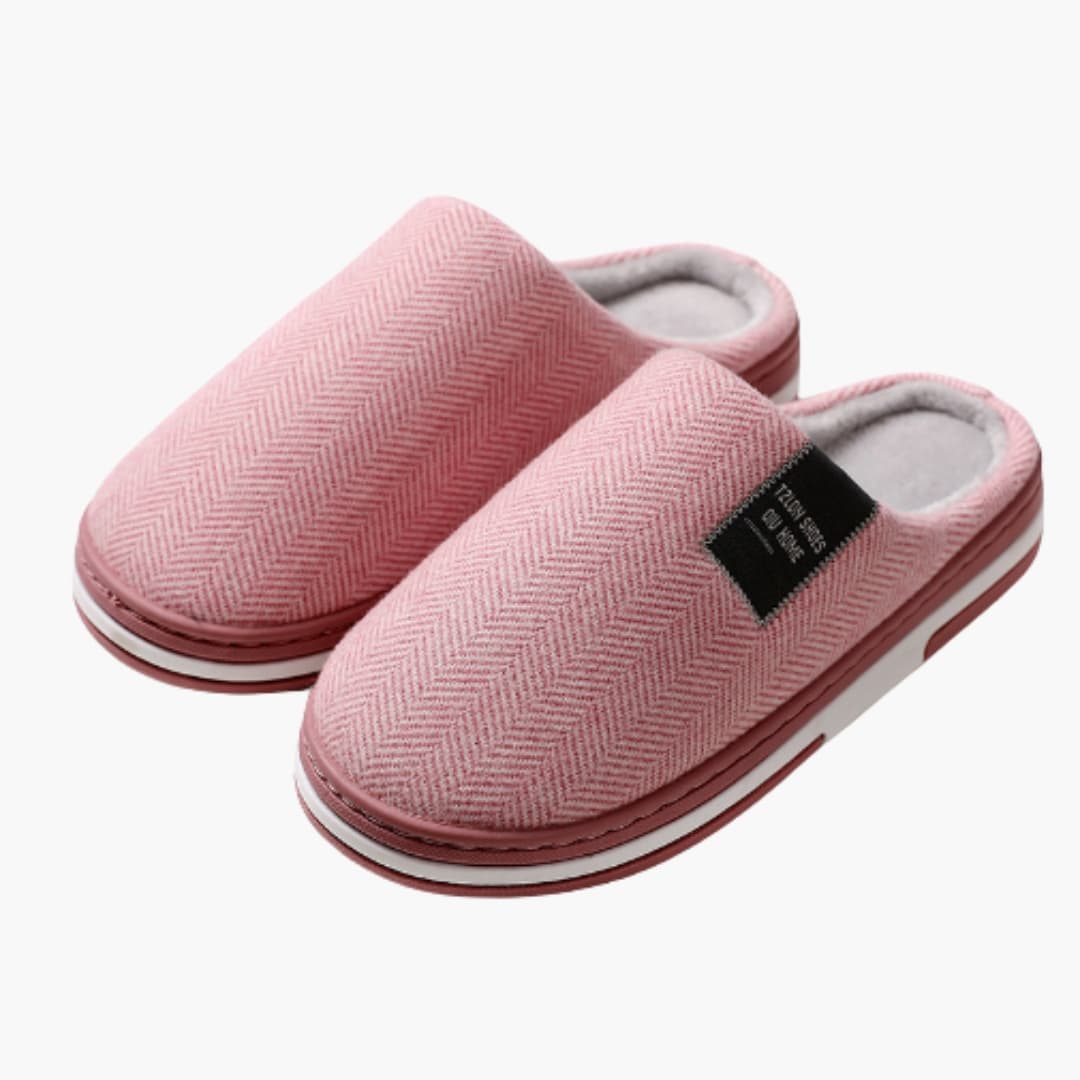 Men's slip-on indoor slippers with soft inner lining, non-slip sole, and smooth textile exterior