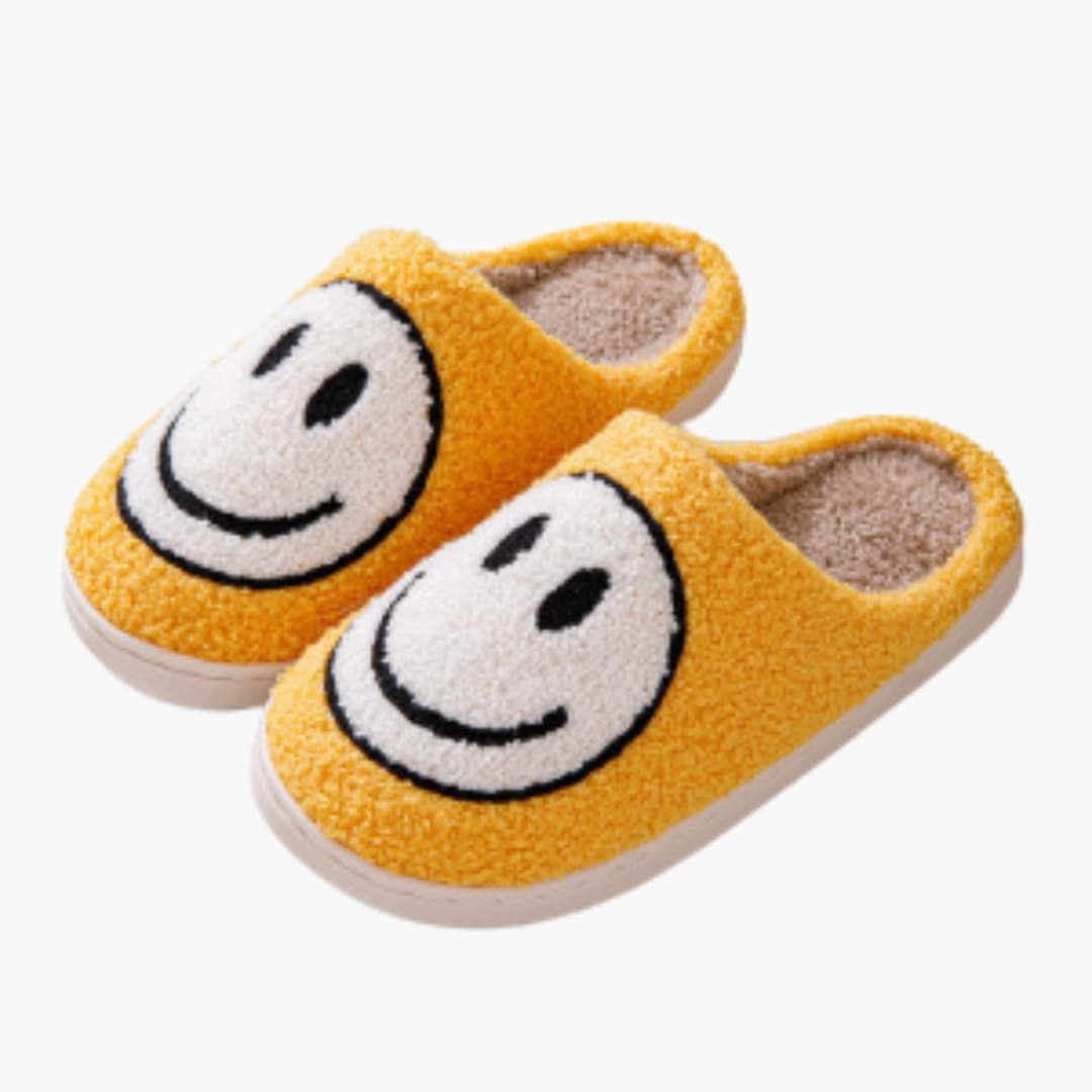 Cozy unisex slip-on indoor slippers with patterned textile upper and non-slip sole