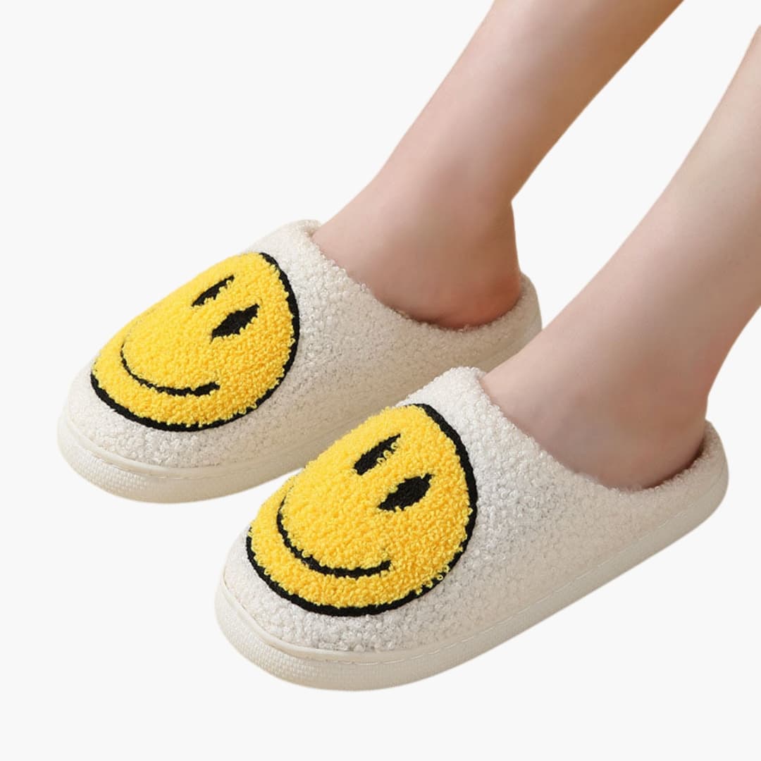 Cozy unisex slip-on indoor slippers with patterned textile upper and non-slip sole