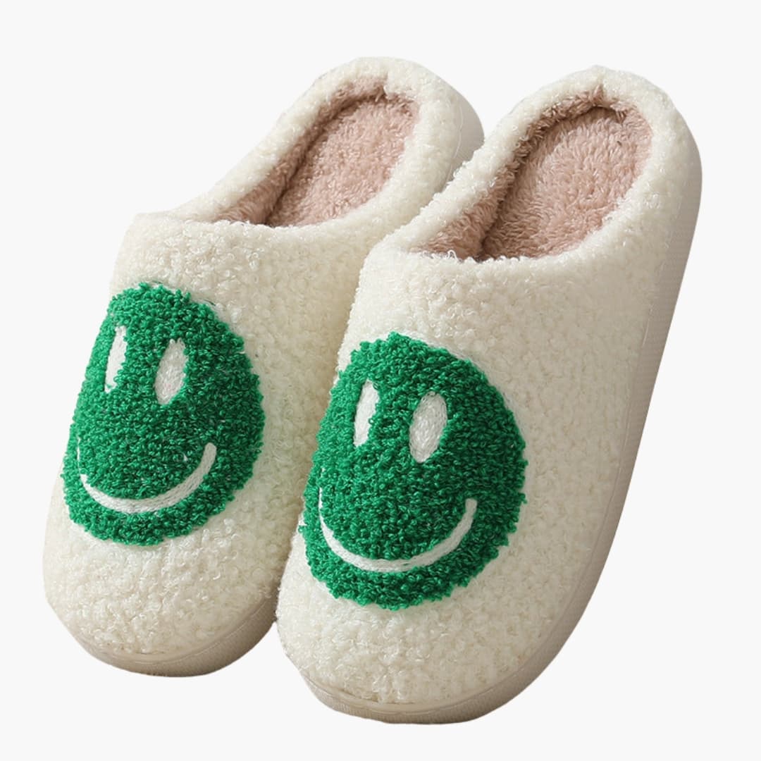 Cozy unisex indoor slippers patterned textile upper non-slip sole slip-on home comfort wear