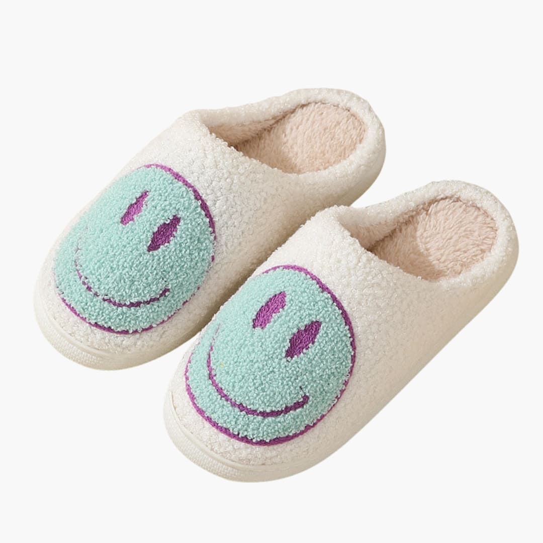 Cozy unisex slip-on slippers patterned textile upper non-slip sole indoor home comfort wear
