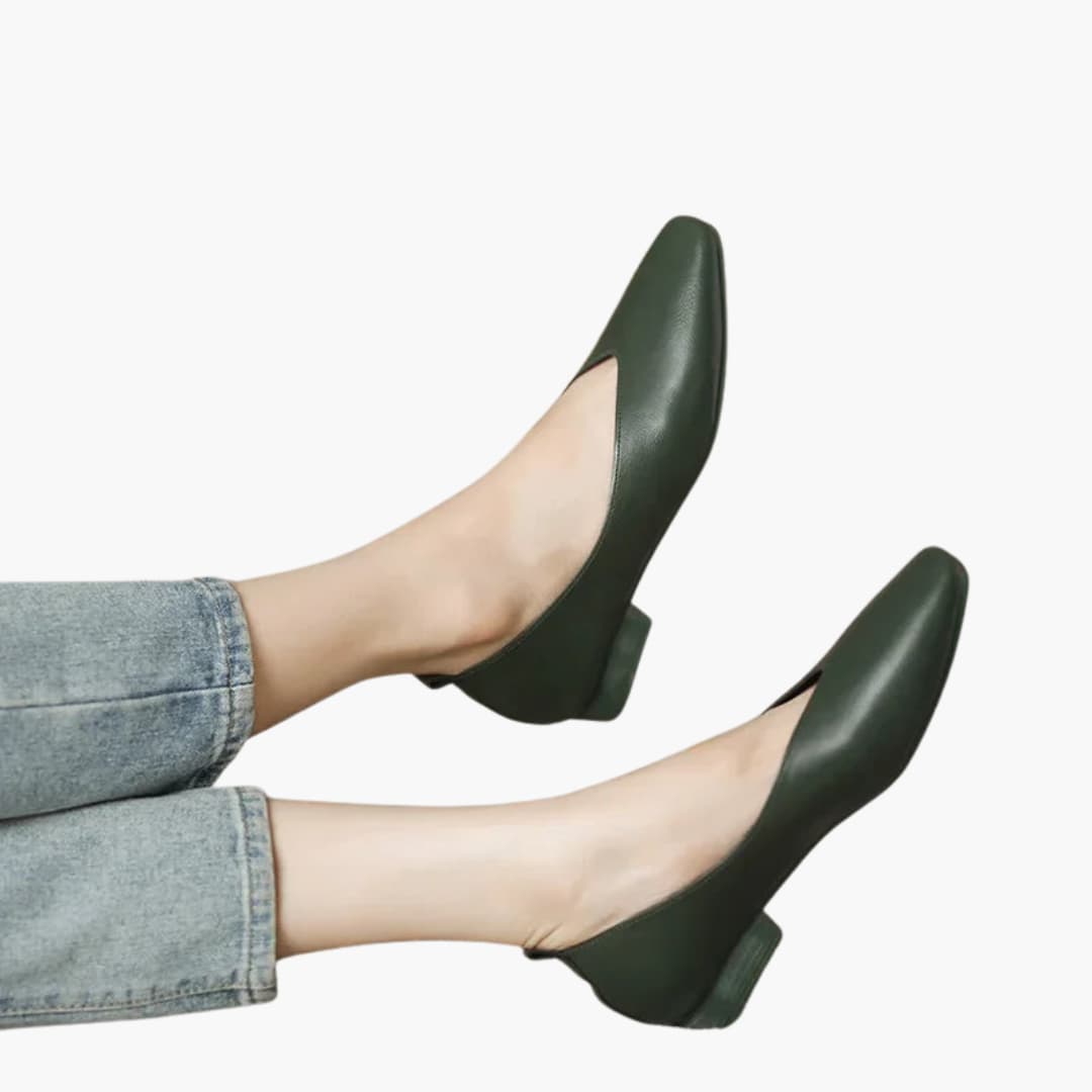 Women's pointed-toe slip-on shoes low heel smooth upper clean streamlined silhouette work casual