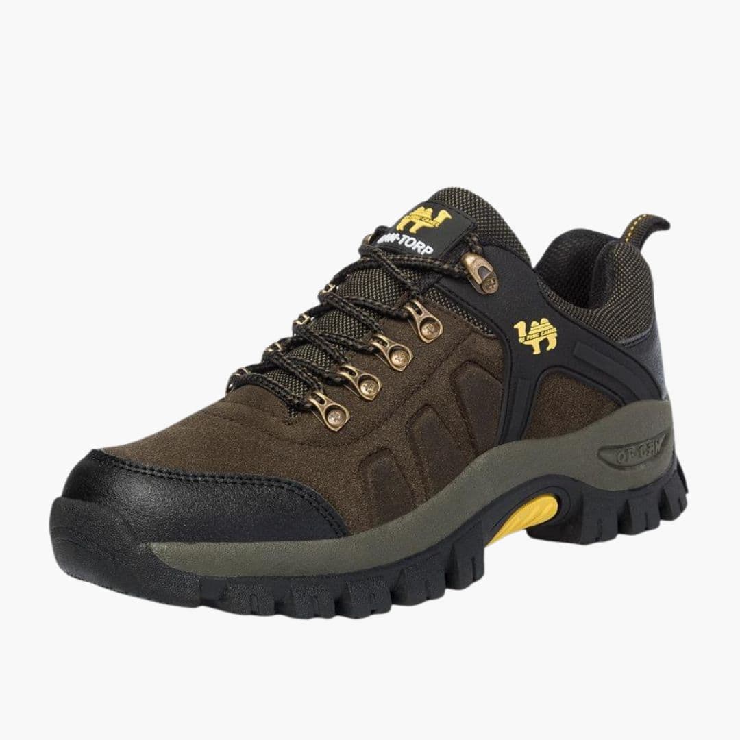 Men's trail hiking shoes reinforced laces rugged lugged outsole breathable mesh durable all-terrain fit