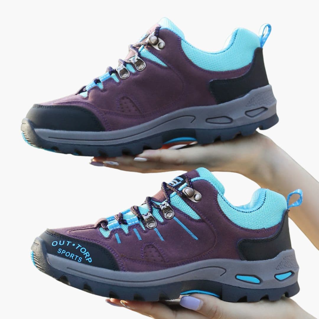 Men's lace-up hiking shoes with mesh panels and deep lug sole for all-terrain trail support