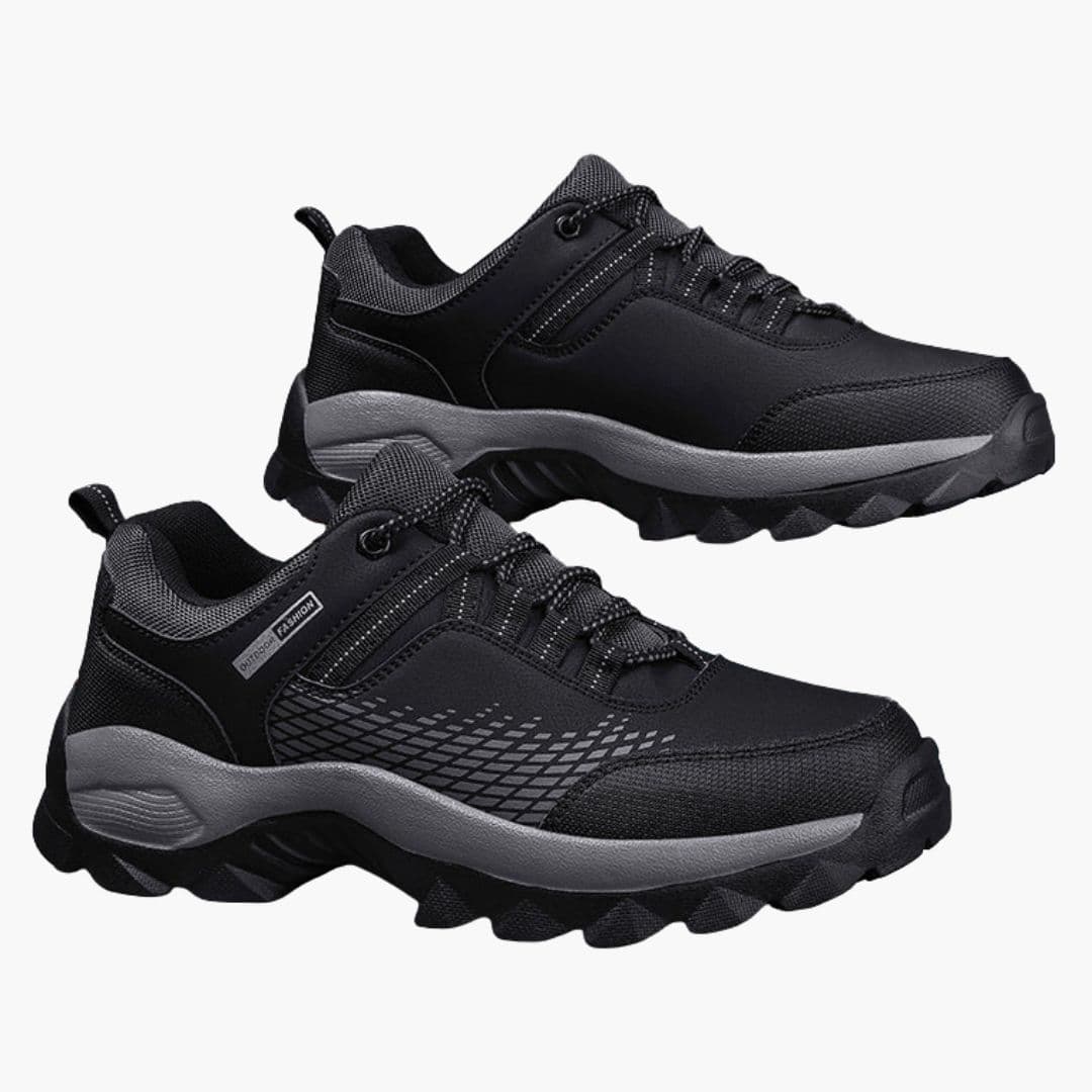 Men's gray mesh hiking shoes flexible sole lace-up breathable upper for walking light trails