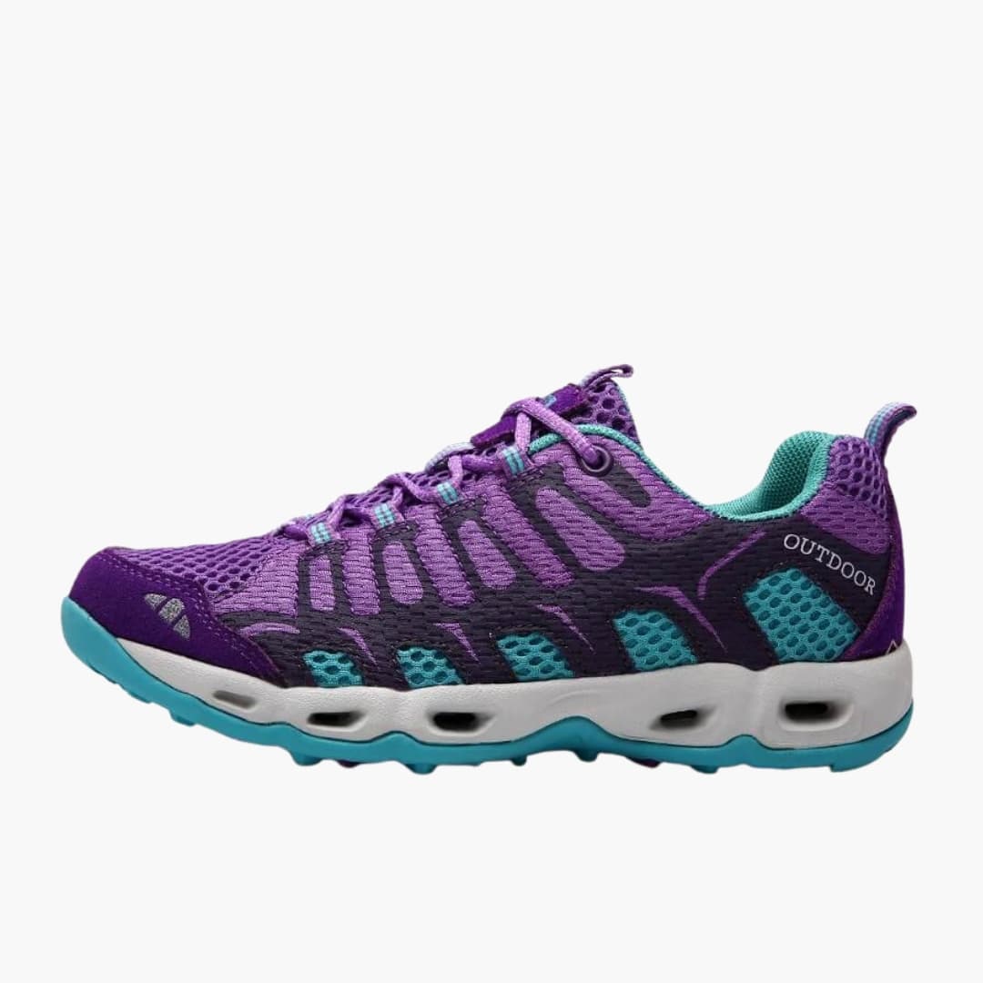 Unisex mesh upper hiking shoes with all-terrain traction lace closure, lightweight breathable trail footwear