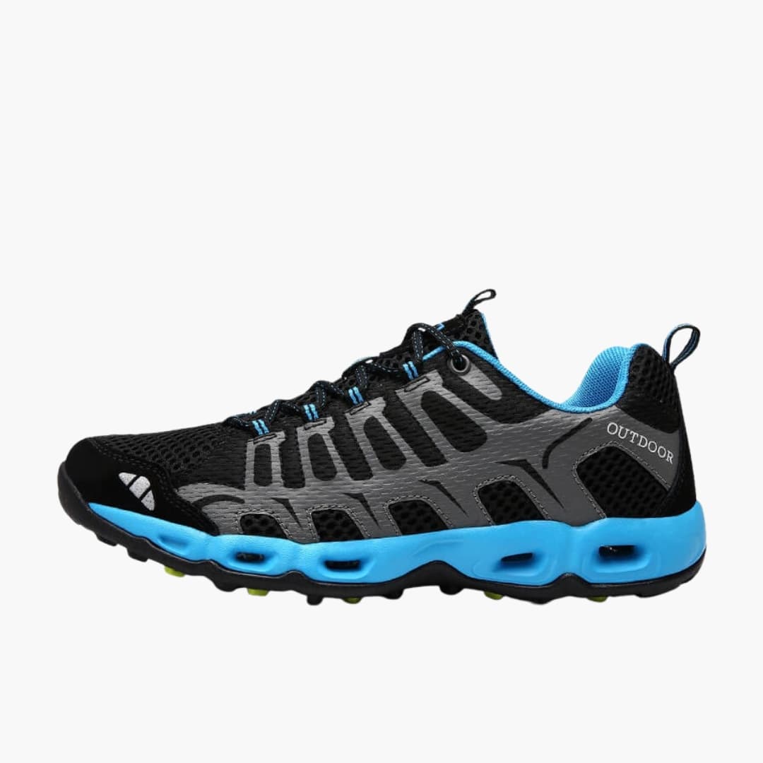 Unisex mesh upper hiking shoes with all-terrain traction lace closure, lightweight trail footwear