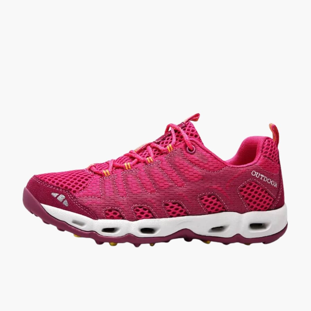 Unisex mesh upper hiking shoes with all-terrain traction lace closure, lightweight breathable trail footwear