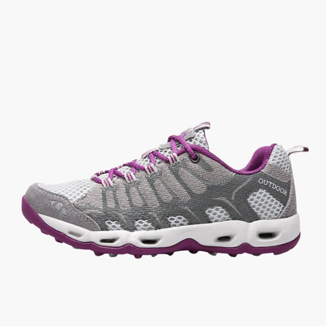 Unisex mesh upper hiking shoes with all-terrain traction lace closure, lightweight breathable trail footwear